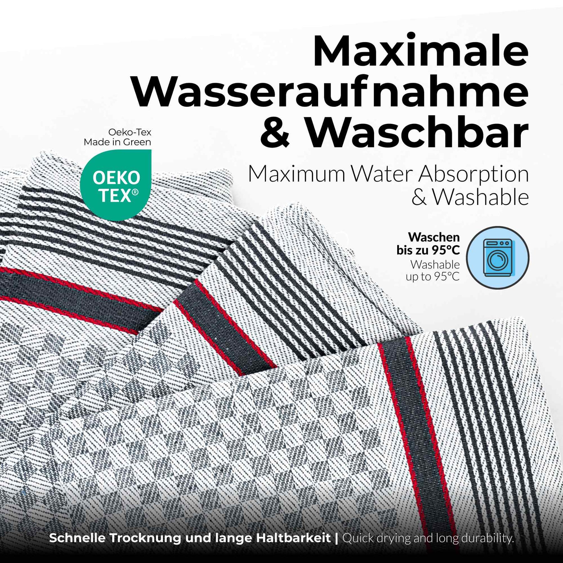 Sterzbachs 10er Set Grubentuch Pro Geschirrtücher Baumwolle Kariert 220 GSM