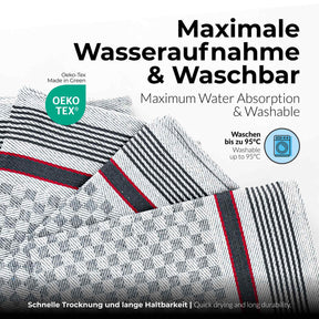 Sterzbachs 10er Set Grubentuch Pro Geschirrtücher Baumwolle Kariert 220 GSM