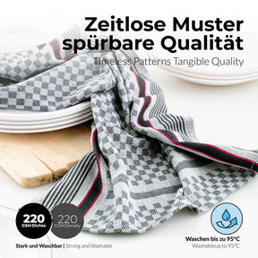 Sterzbachs 10er Set Grubentuch Pro Geschirrtücher Baumwolle Kariert 220 GSM