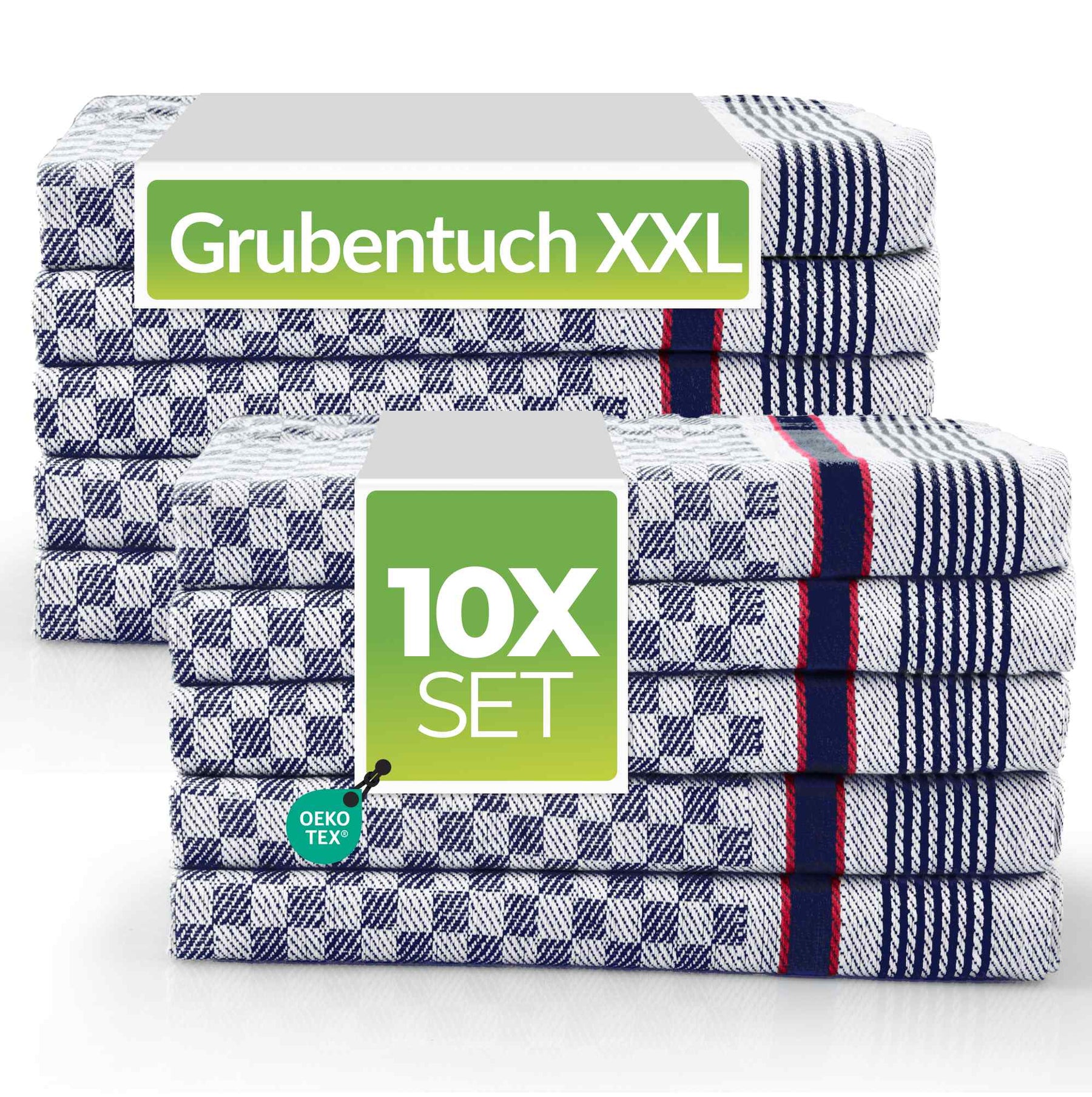 Sterzbachs 10er Set Grubentuch Pro Geschirrtücher Baumwolle Kariert 220 GSM
