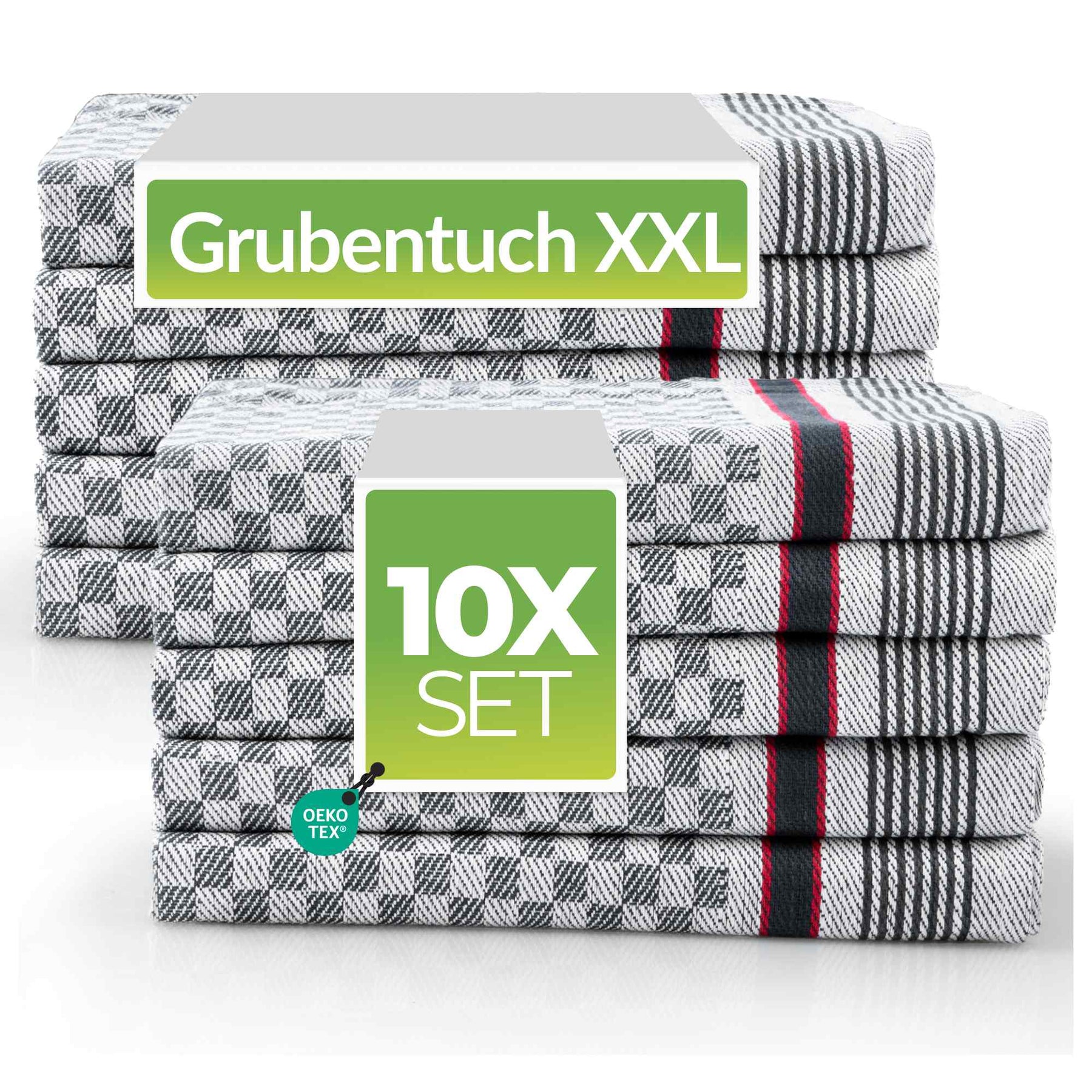 Sterzbachs 10er Set Grubentuch Pro Geschirrtücher Baumwolle Kariert 220 GSM