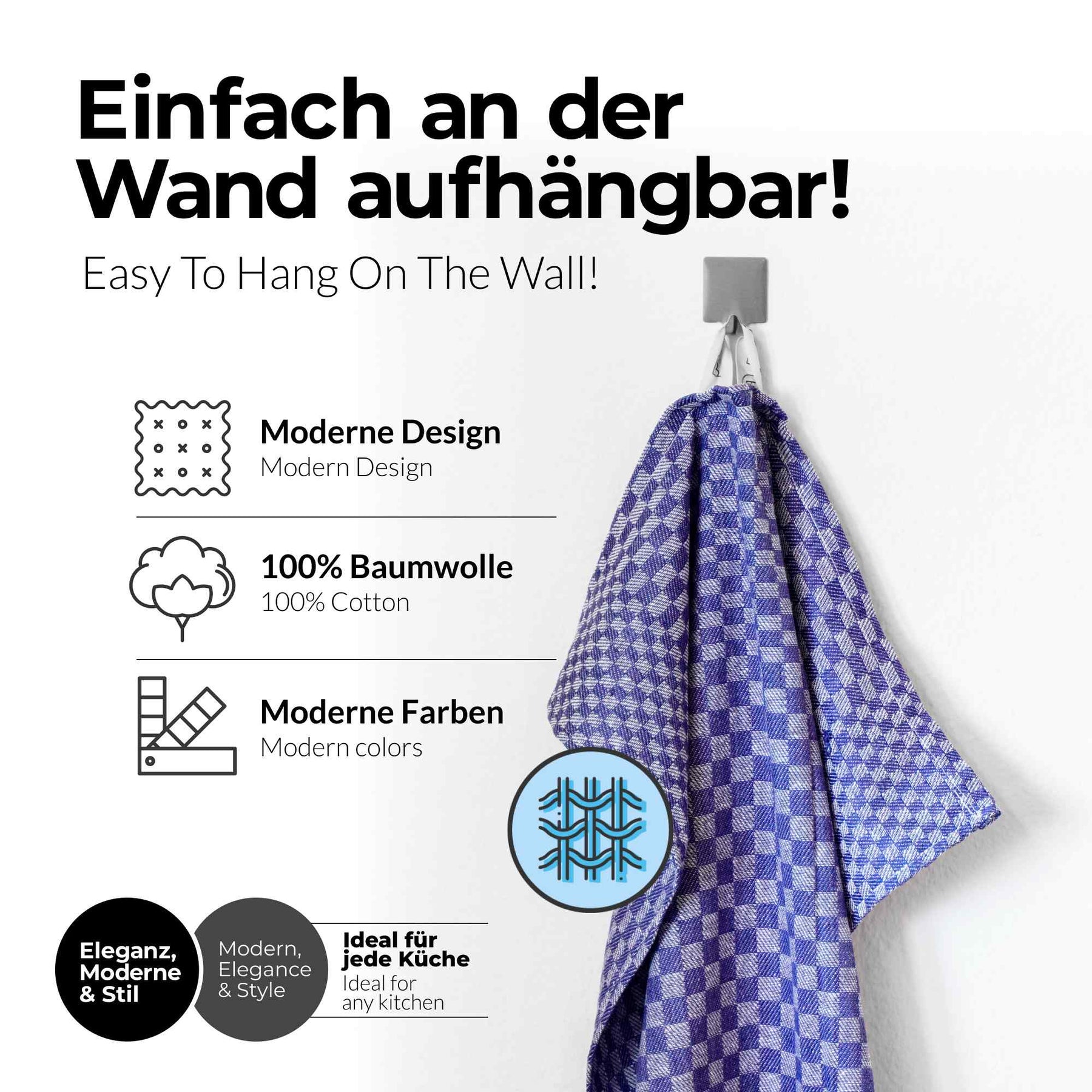 Sterzbachs 2er Set Max Grubentuch Geschirrtücher Baumwolle Kariert 220 GSM 50x100 cm Blau