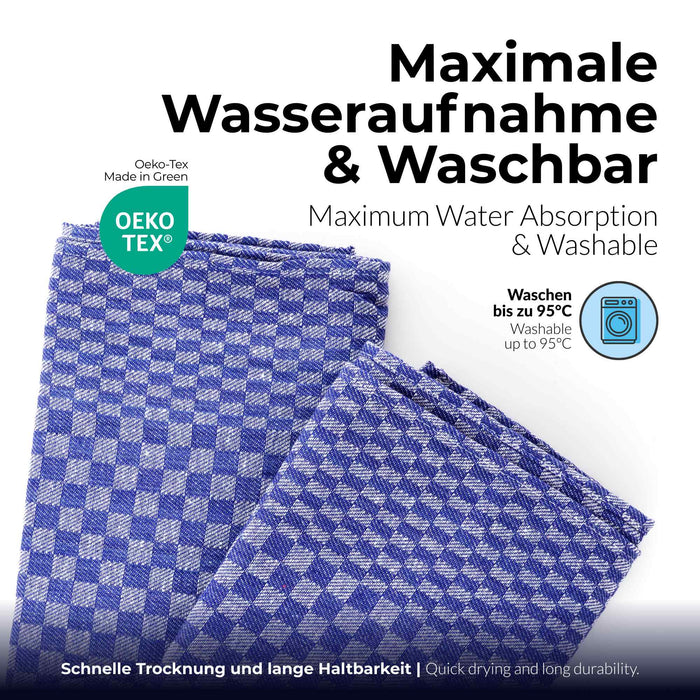 Sterzbachs 2er Set Max Grubentuch Geschirrtücher Baumwolle Kariert 220 GSM 50x100 cm Blau