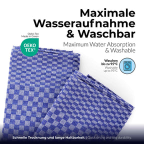 Sterzbachs 2er Set Max Grubentuch Geschirrtücher Baumwolle Kariert 220 GSM 50x100 cm Blau