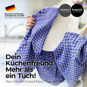 Sterzbachs 2er Set Max Grubentuch Geschirrtücher Baumwolle Kariert 220 GSM 50x100 cm Blau