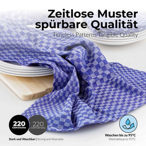 Sterzbachs 2er Set Max Grubentuch Geschirrtücher Baumwolle Kariert 220 GSM 50x100 cm Blau