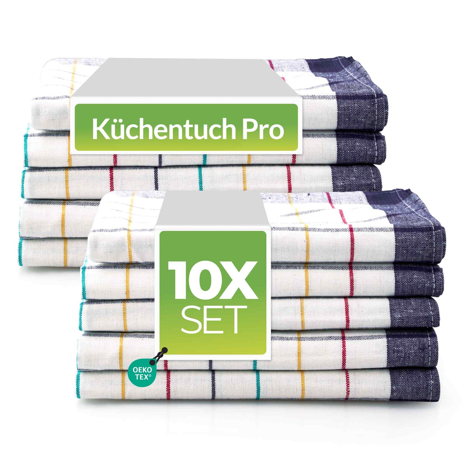 Sterzbachs 10er Set Premium Geschirrtücher Baumwolle Kariert 200 GSM 50x70 cm