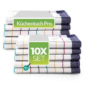 Sterzbachs 10er Set Premium Geschirrtücher Baumwolle Kariert 200 GSM 50x70 cm