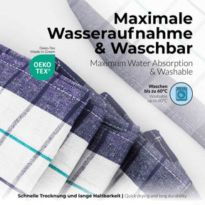 Sterzbachs 10er Set Premium Geschirrtücher Baumwolle Kariert 200 GSM 50x70 cm