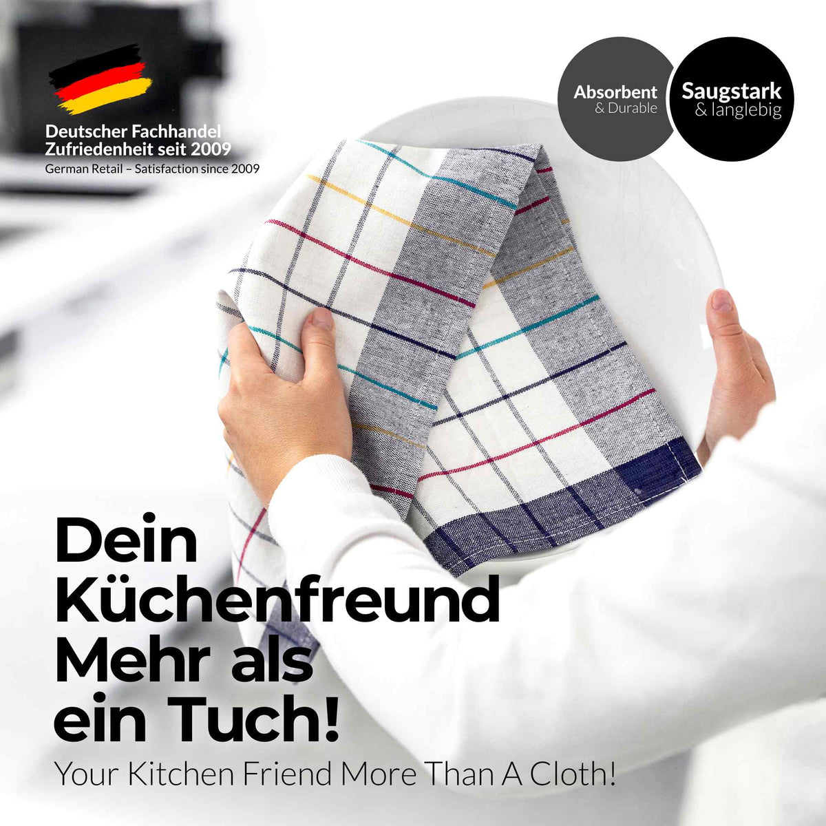Sterzbachs 10er Set Premium Geschirrtücher Baumwolle Kariert 200 GSM 50x70 cm - Bild 5
