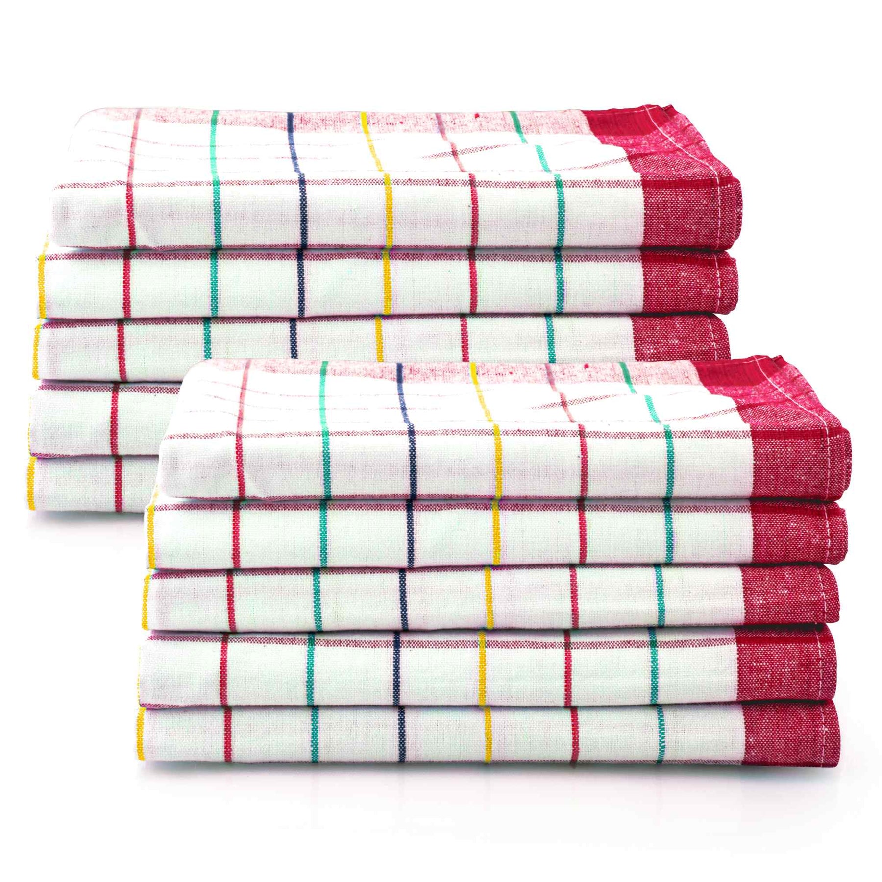 Sterzbachs 10er Set Premium Geschirrtücher Baumwolle Kariert 200 GSM 50x70 cm