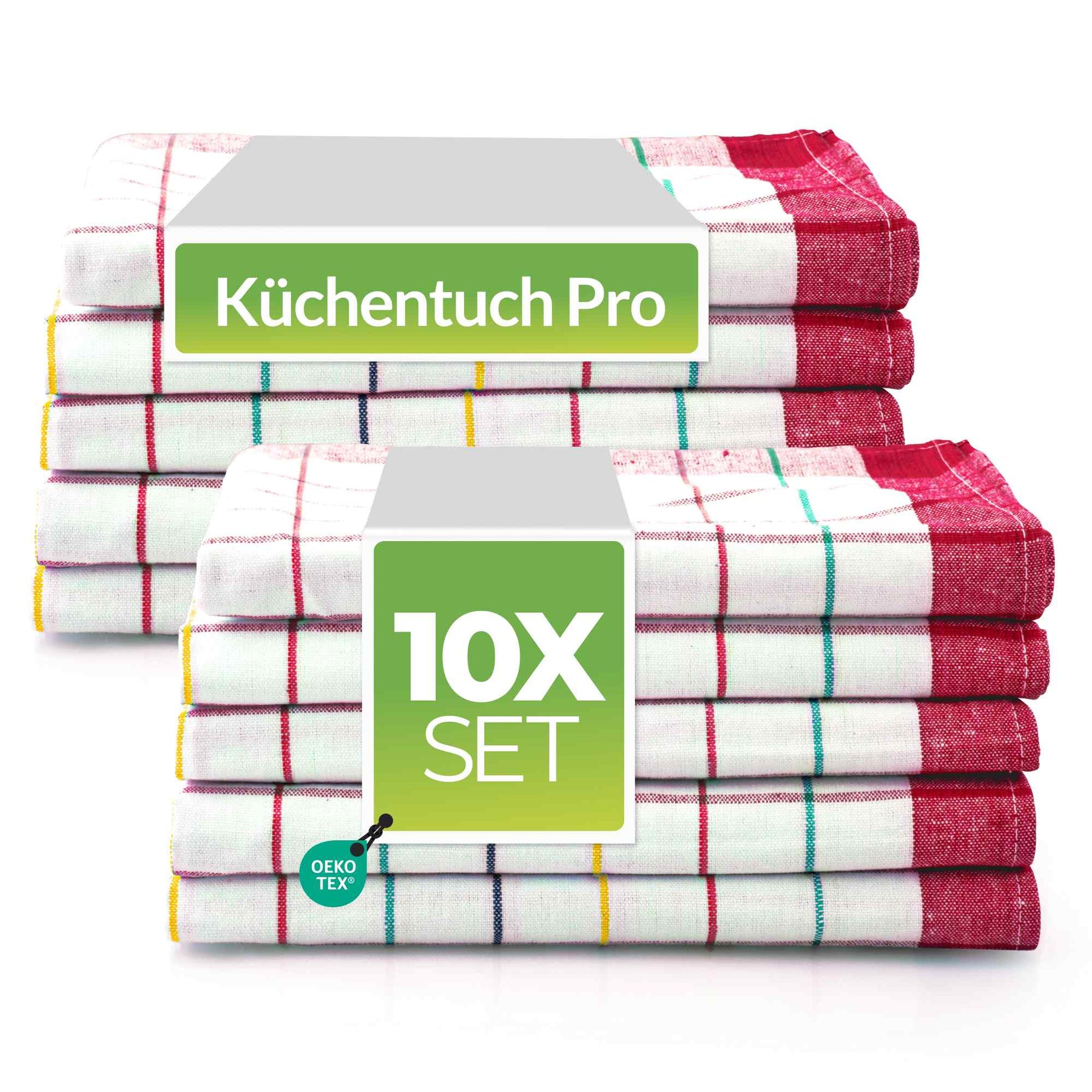 Sterzbachs 10er Set Premium Geschirrtücher Baumwolle Kariert 200 GSM 50x70 cm