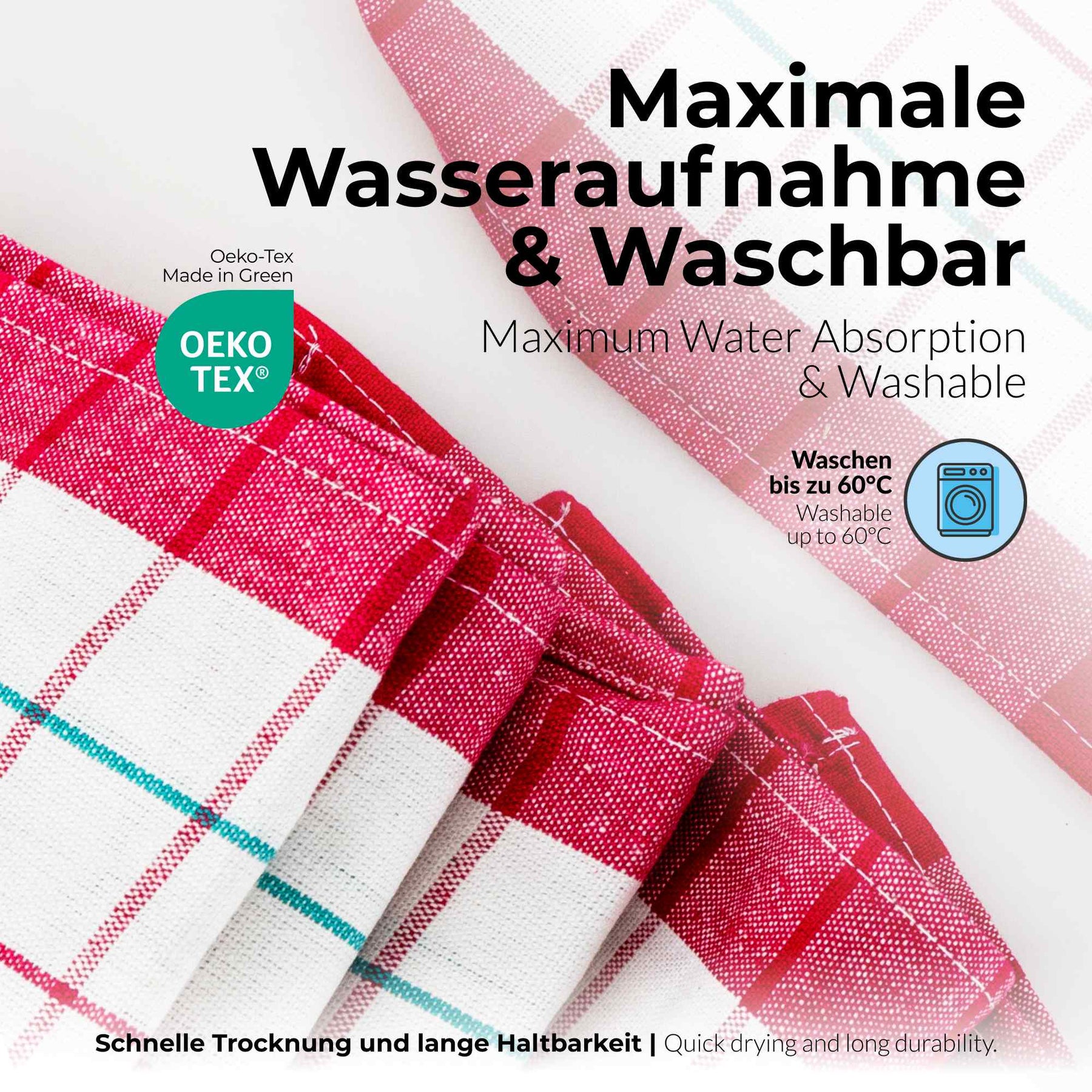 Sterzbachs 10er Set Premium Geschirrtücher Baumwolle Kariert 200 GSM 50x70 cm