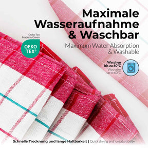 Sterzbachs 10er Set Premium Geschirrtücher Baumwolle Kariert 200 GSM 50x70 cm