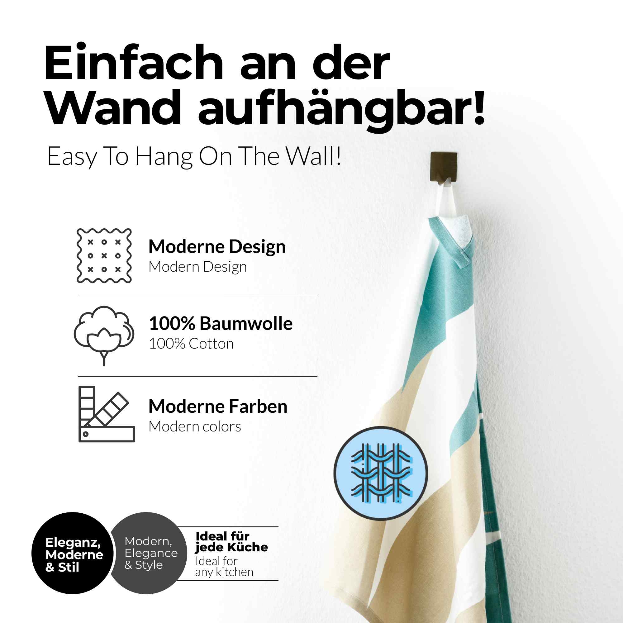 Sterzbachs 2er Set Geschirrtücher Baumwolle Skandinavisches Zickzack Design Blau