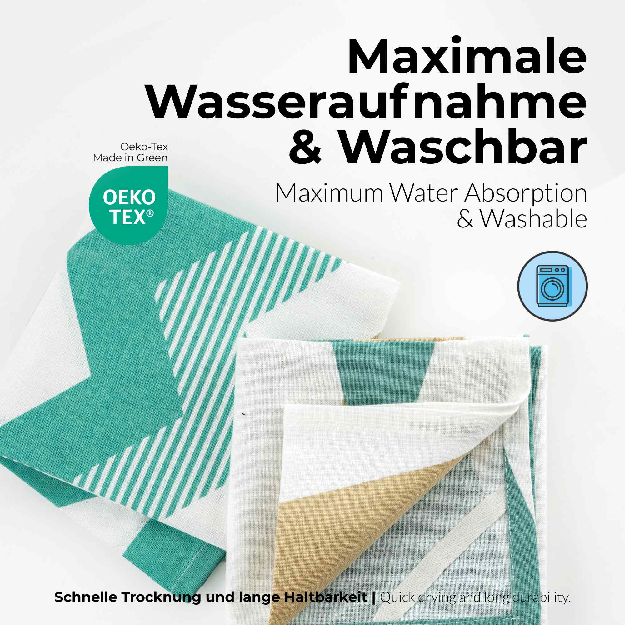 Sterzbachs 2er Set Geschirrtücher Baumwolle Skandinavisches Zickzack Design Blau