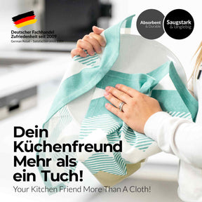 Sterzbachs 2er Set Geschirrtücher Baumwolle Skandinavisches Zickzack Design Blau