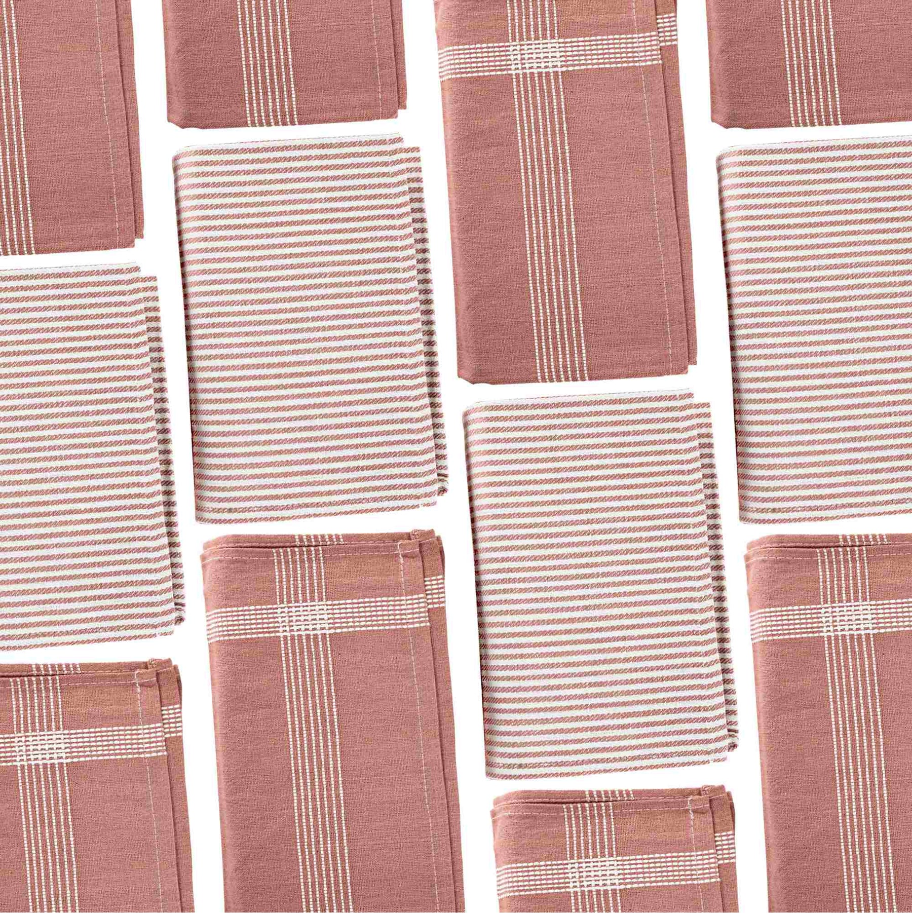 Sterzbachs 10er Set Geschirrtücher Baumwolle Design Streifen Uni 240 GSM 50x70 cm Rosa