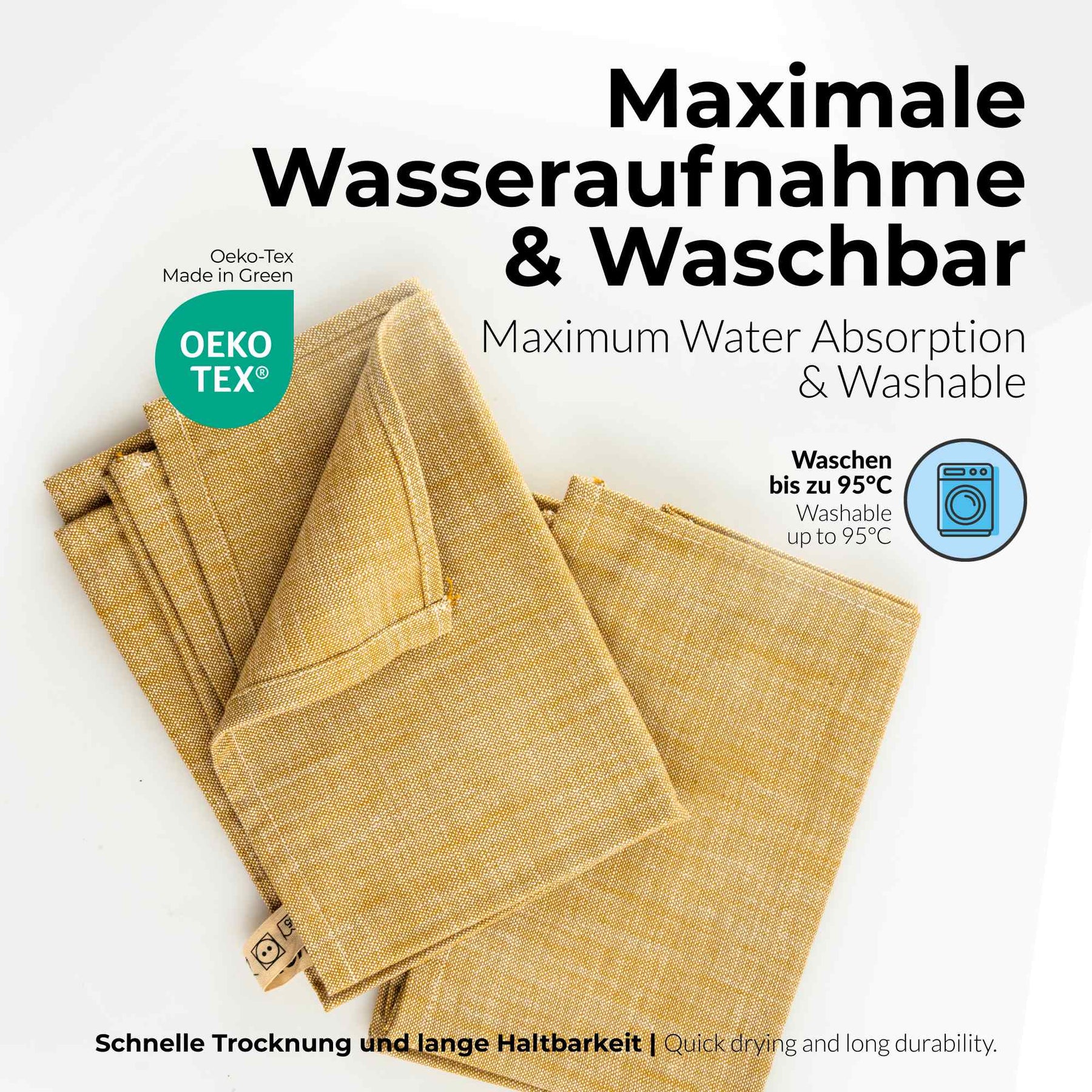 Sterzbachs 2er Set Geschirrtücher Baumwolle Design Uni 220 GSM 50x70 cm Gold Gelb
