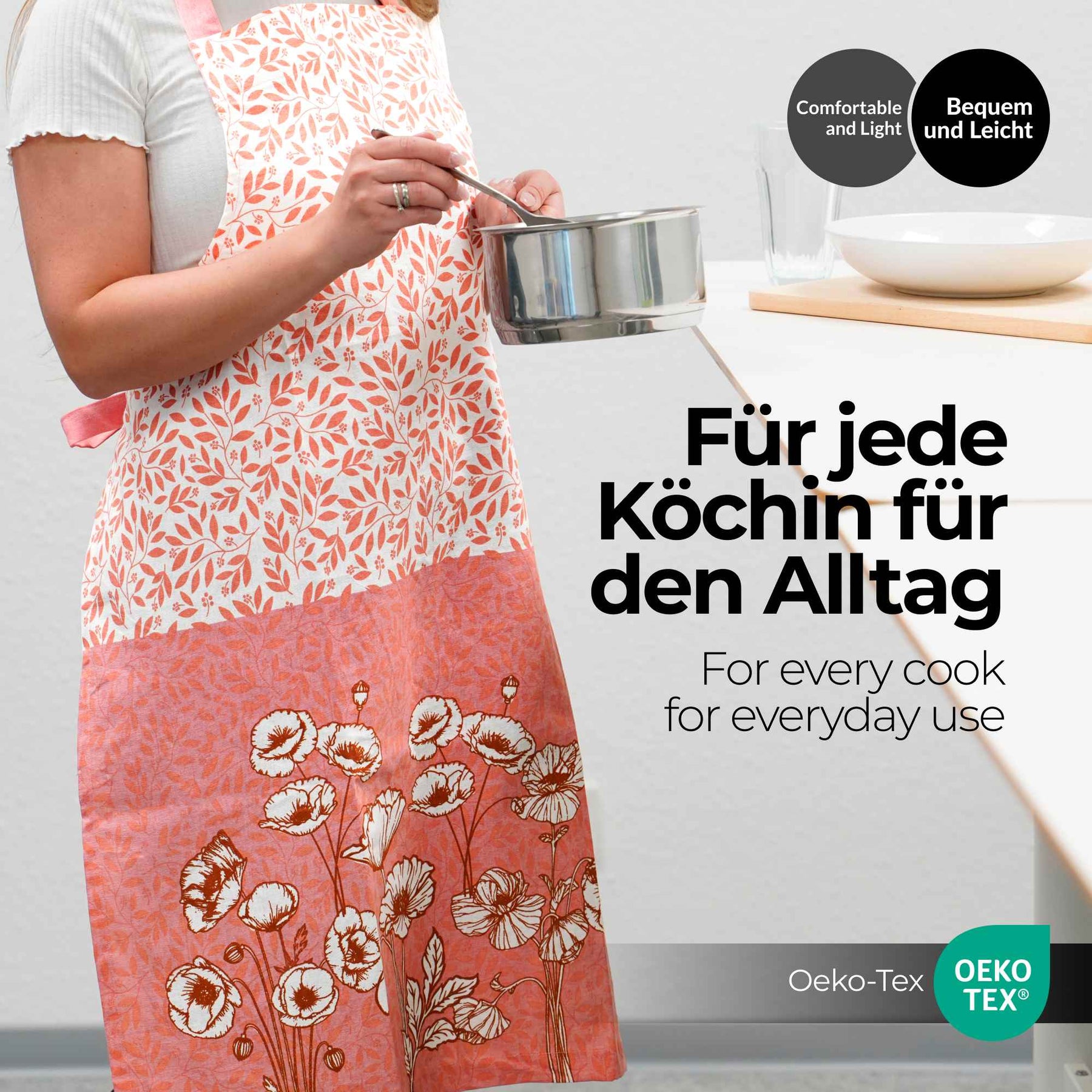 Sterzbachs Kochschürze Floral Blumen Weiß Koralle