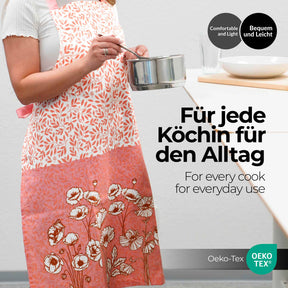 Sterzbachs Kochschürze Floral Blumen Weiß Koralle