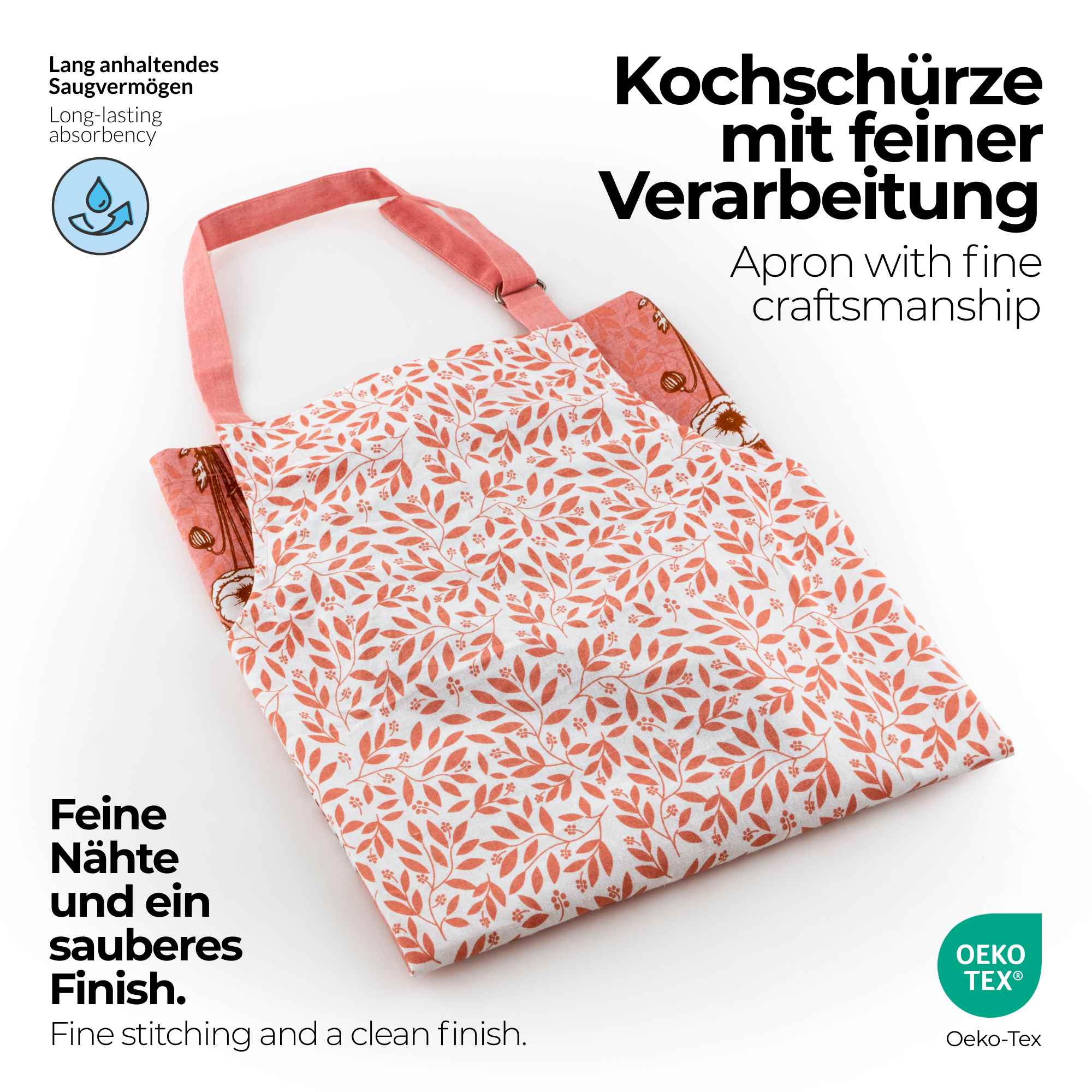 Sterzbachs Kochschürze Floral Blumen Weiß Koralle