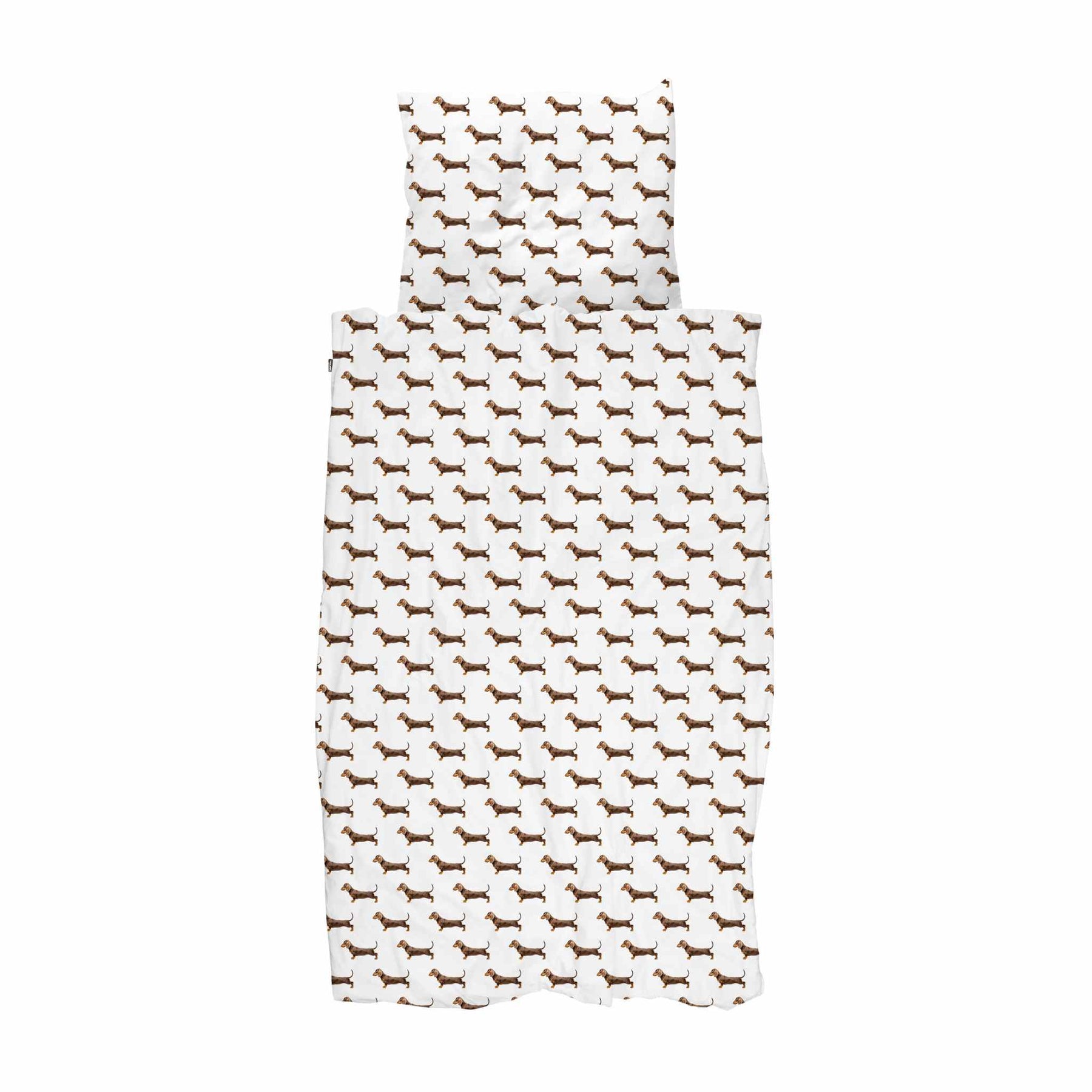 Snurk Baumwolle Bettwäsche James mit Dackel Print Weiß