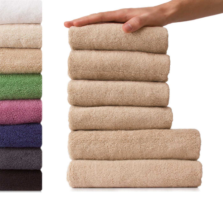 6 tlg. Baumwolle Handtuch-Set Viola Beige #farbe_beige