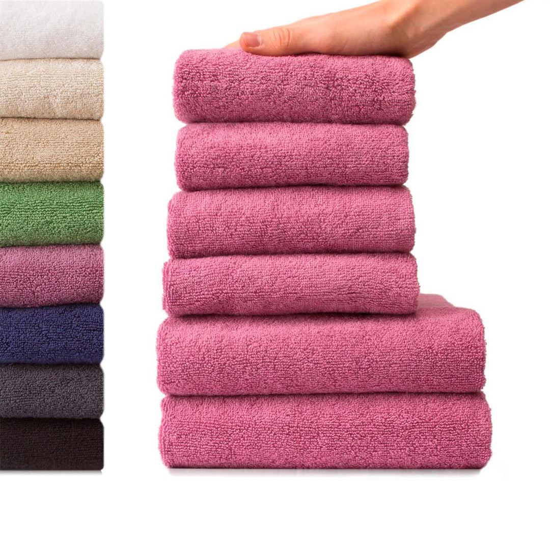6 tlg. Baumwolle Handtuch-Set #farbe_mauve