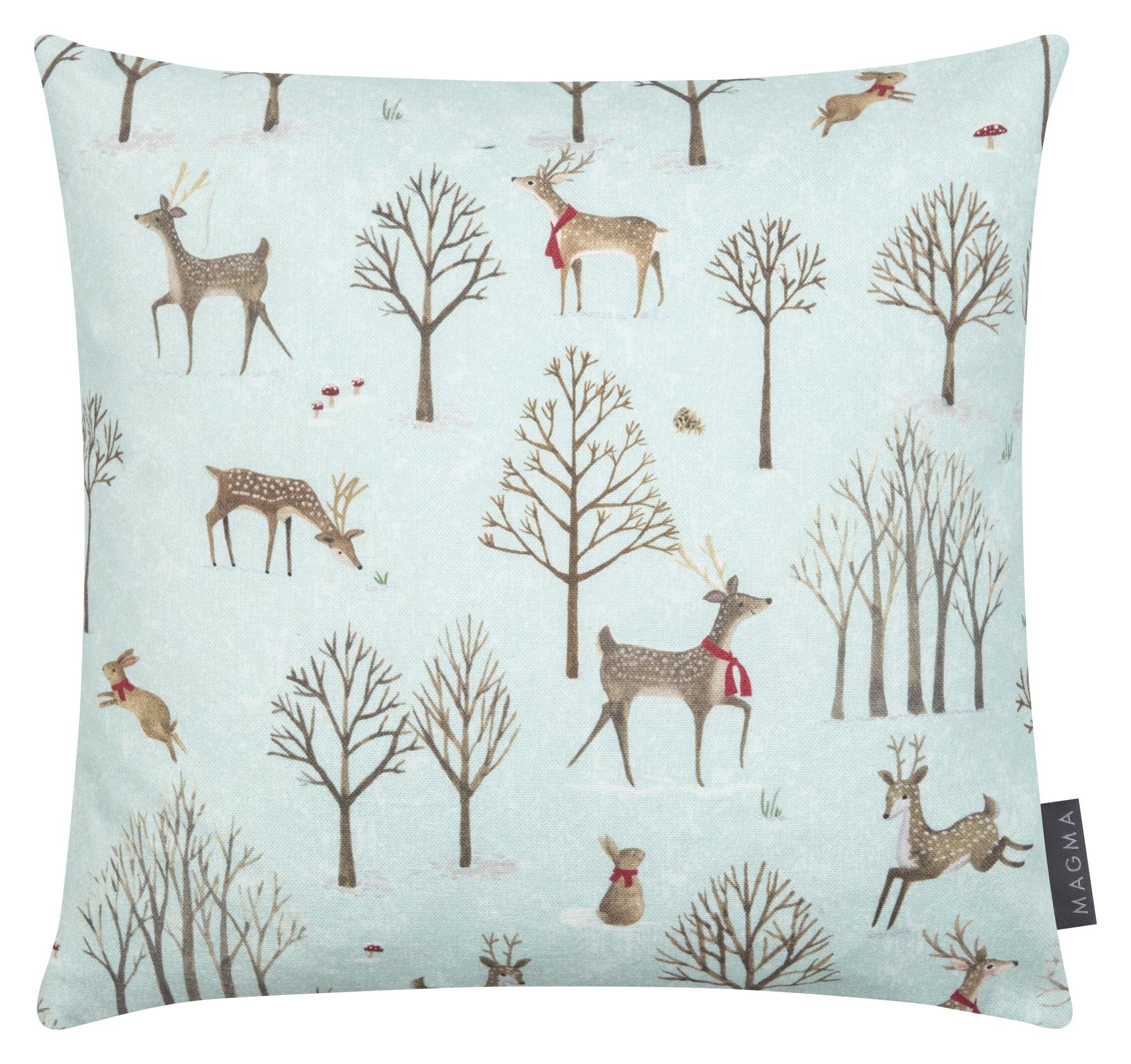 Magma Kissenhülle Wintry mit Hirsch Hellblau